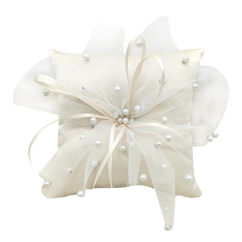 Ring Bearer Pillow - 31bb Yapımı İnciler Yastık Beyaz Yüzük