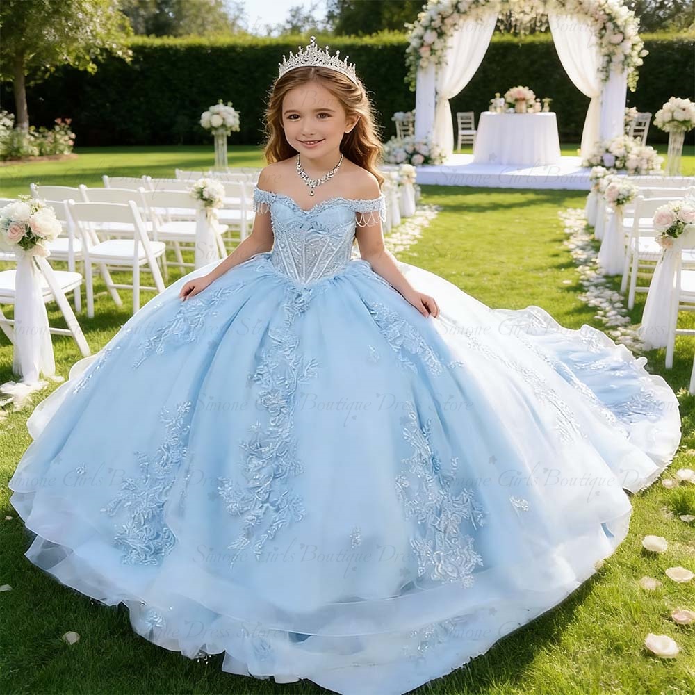 Bridal Sash Ribbon - Prenses Pageant Elbisesi Trenli Gökyüzü Mavisi