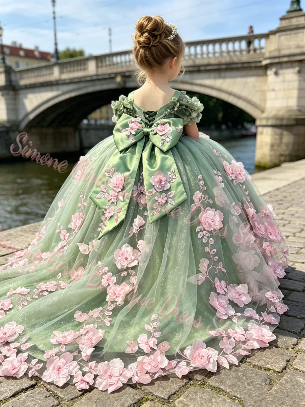 Bridal Sash Ribbon - Yüksek Kaliteli Lüks Çiçek Desenli Kız